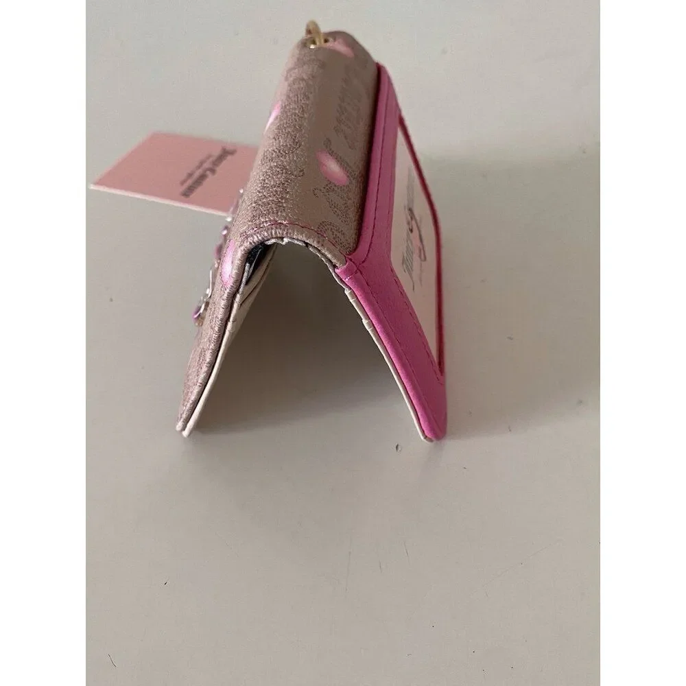 Juicy Couture Cafe Pink V-I Heart Juicy Card Case Key‎ Fob Wallet NEW